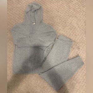 J. Crew Light Gray Cashmere hoddie and joggers set